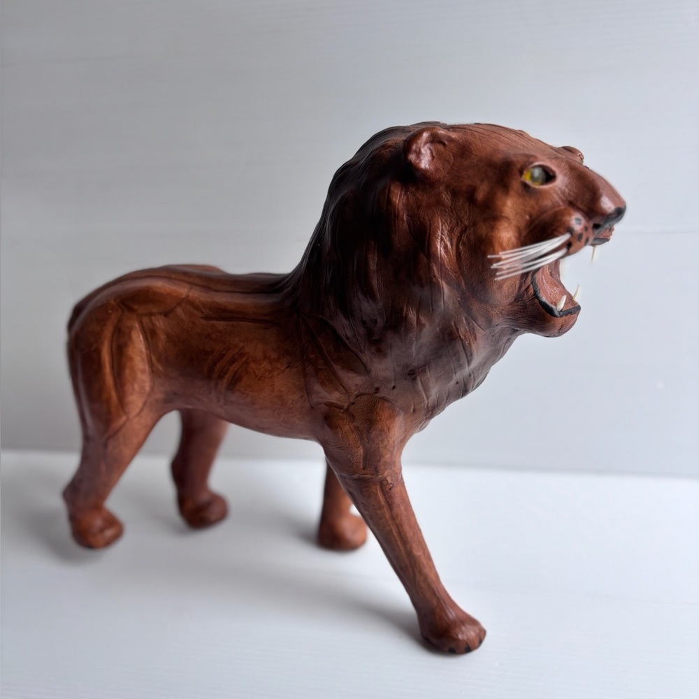 Vintage Papier Mache Style Lion Statue 12 Inch